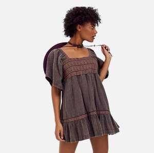 Free People Easy To Love Bubble Mini Dress in Espresso Beans Size Medium
